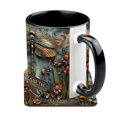 Vintage 3D Steampunk Dragonfly Ceramic Coffee Mug