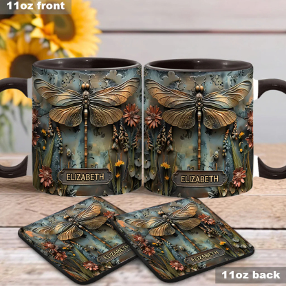 Vintage 3D Steampunk Dragonfly Ceramic Coffee Mug