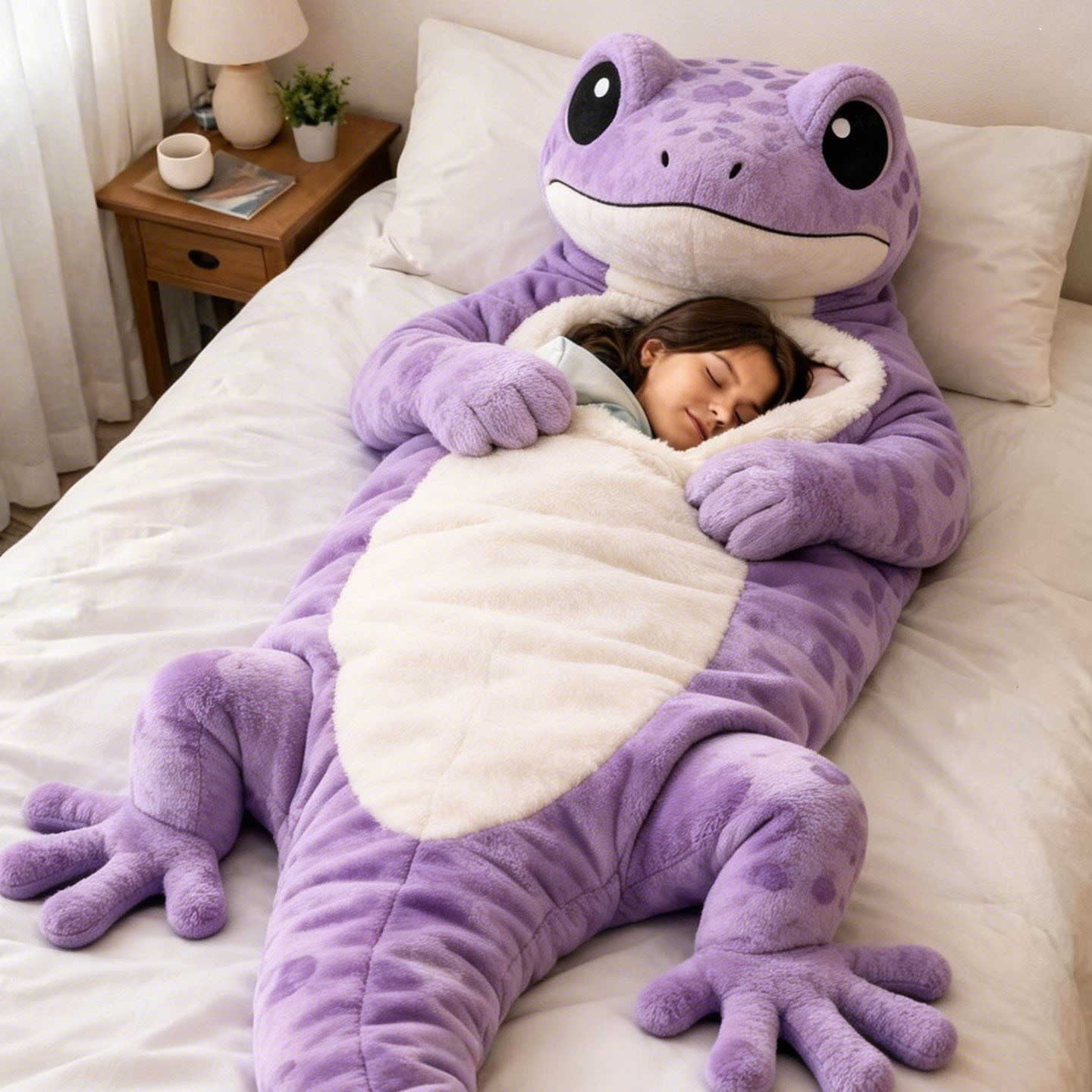 Playful Oversized Reptile Character Warm Fleece Wearable Sleeping Bag