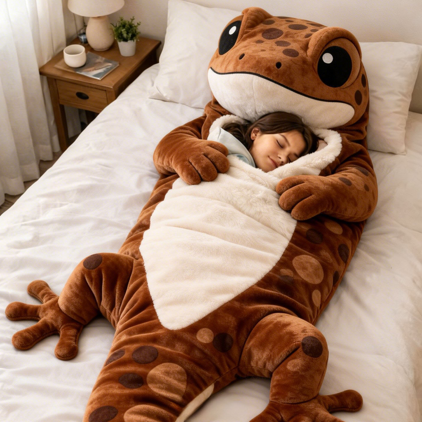 Playful Oversized Reptile Character Warm Fleece Wearable Sleeping Bag