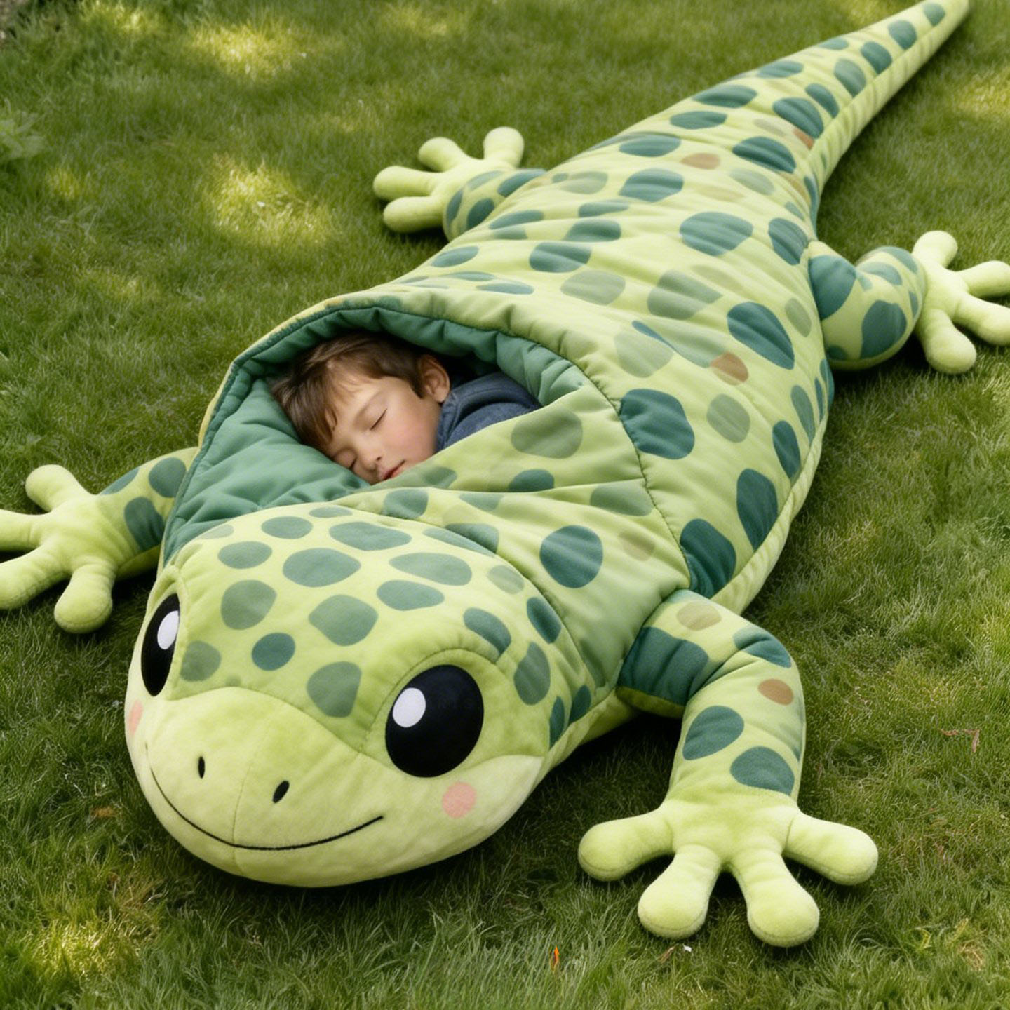 Playful Oversized Reptile Character Warm Fleece Wearable Sleeping Bag