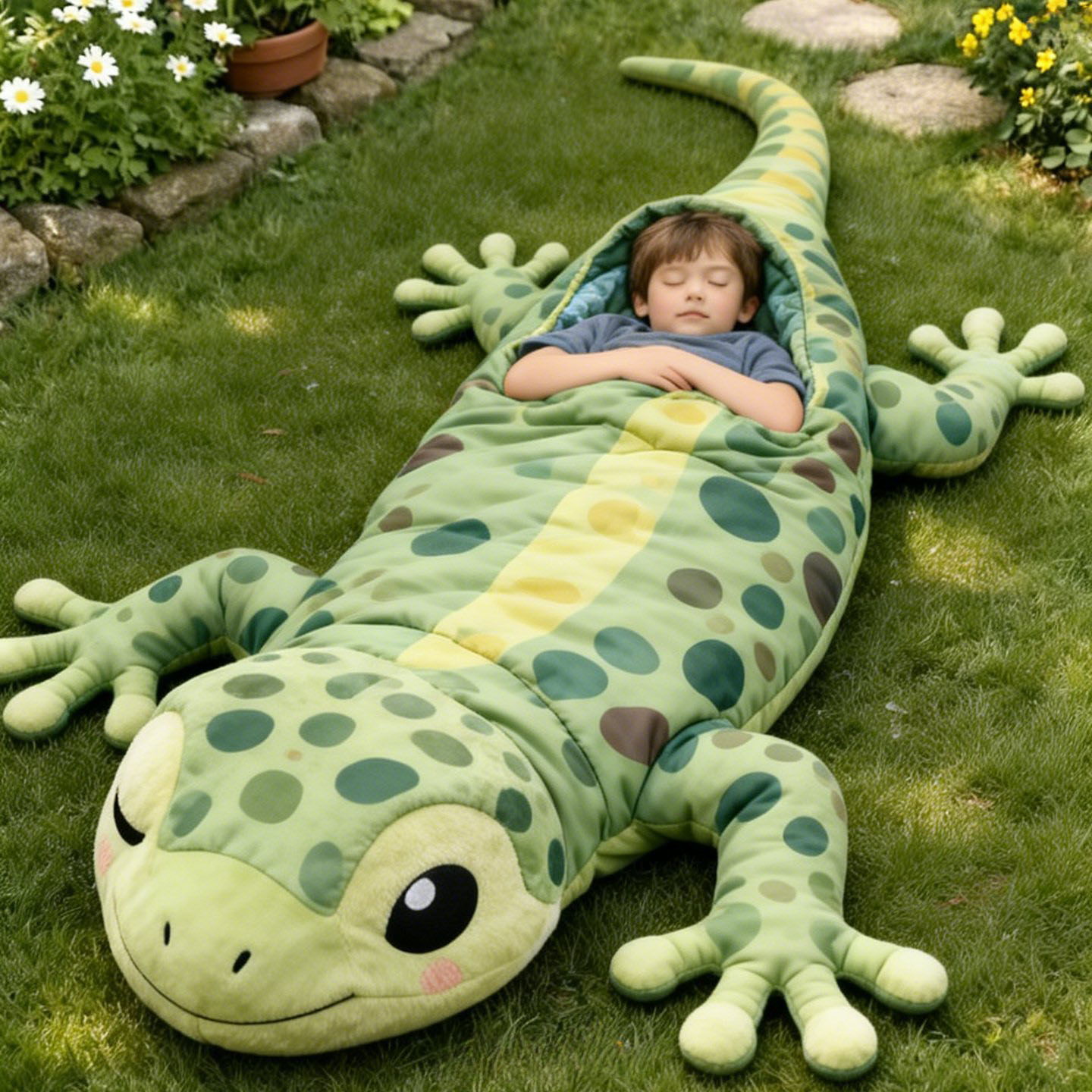 Playful Oversized Reptile Character Warm Fleece Wearable Sleeping Bag