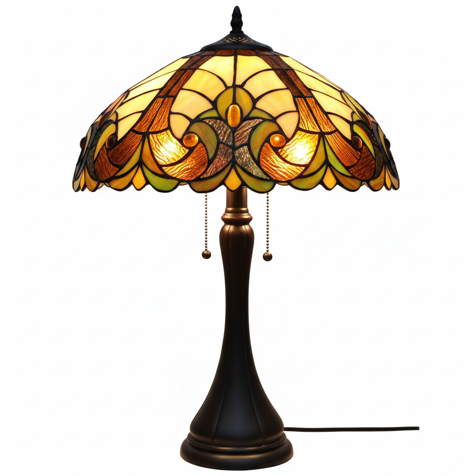 Vintage Antique Mission Style Art Glass Desktop Lamp