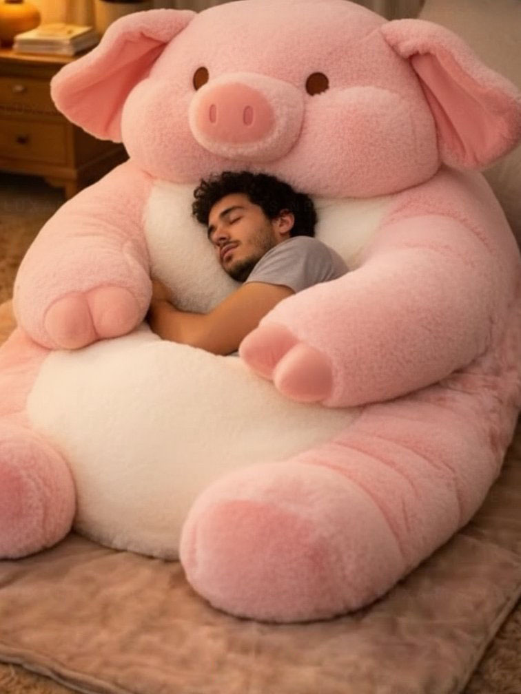 Playful Oversized Pig Character Warm Fleece Wearable Sleeping Bag