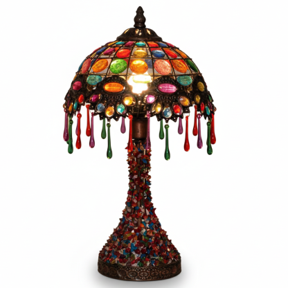 Bohemian Colorful Beaded Mosaic Glass Decorative Desk Lamp