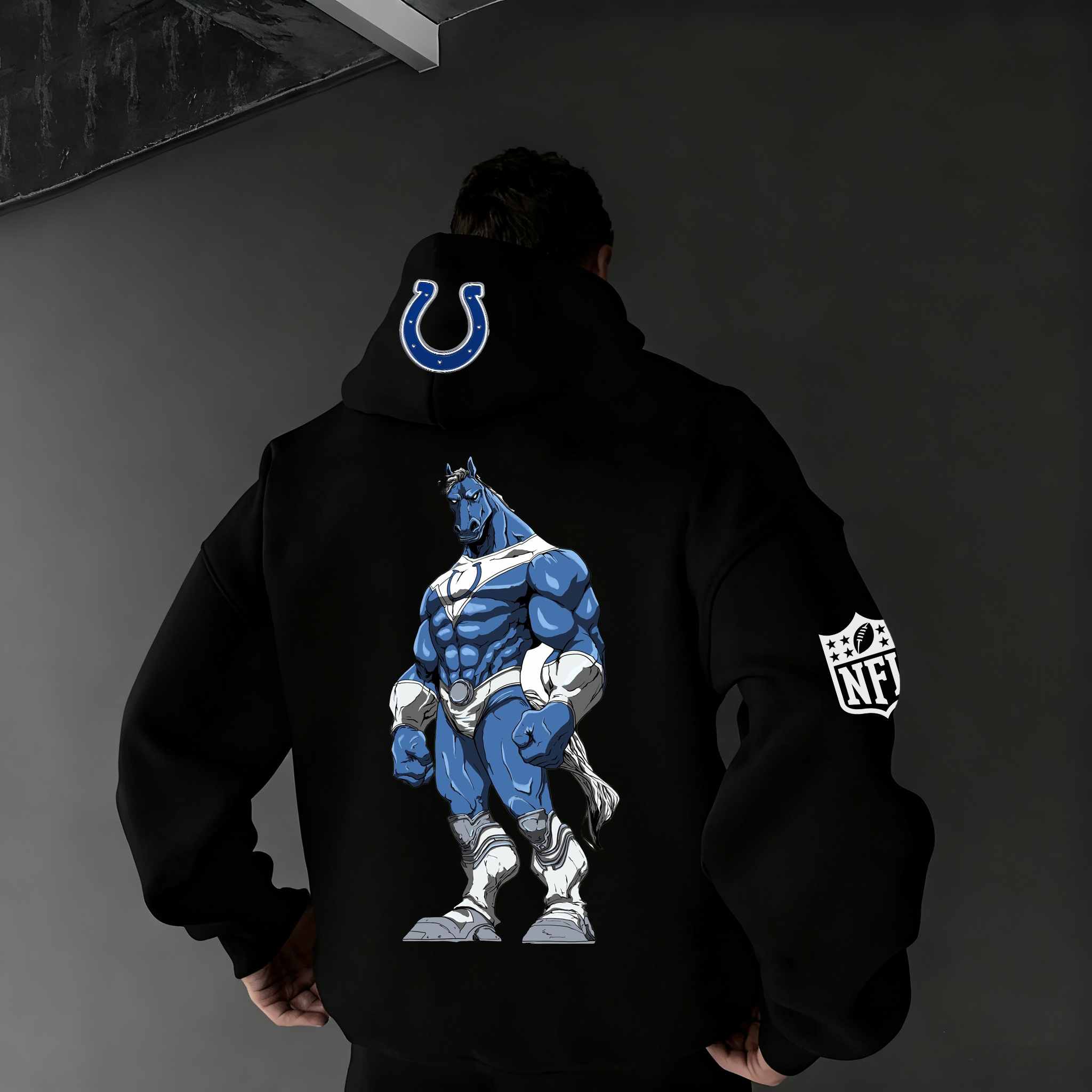 Muscular Equine Mascot Art Graphic Hoodie