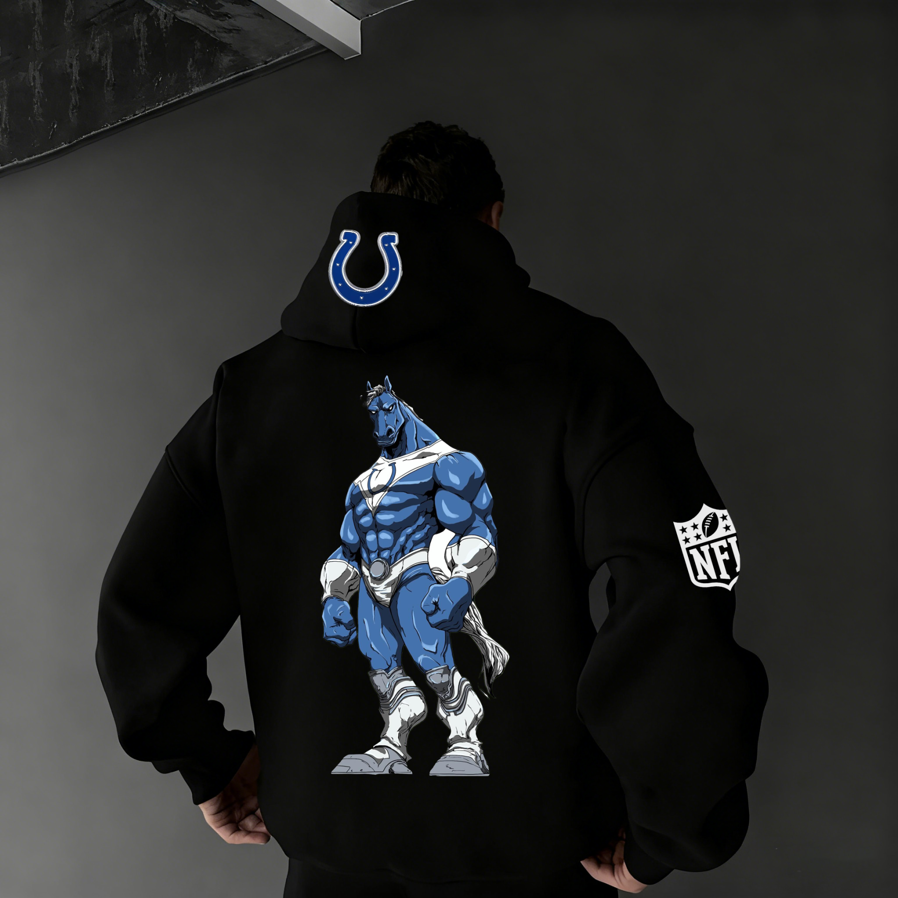 Muscular Equine Mascot Art Graphic Hoodie