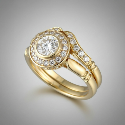 Vintage Gold Halo Diamond Engagement Ring