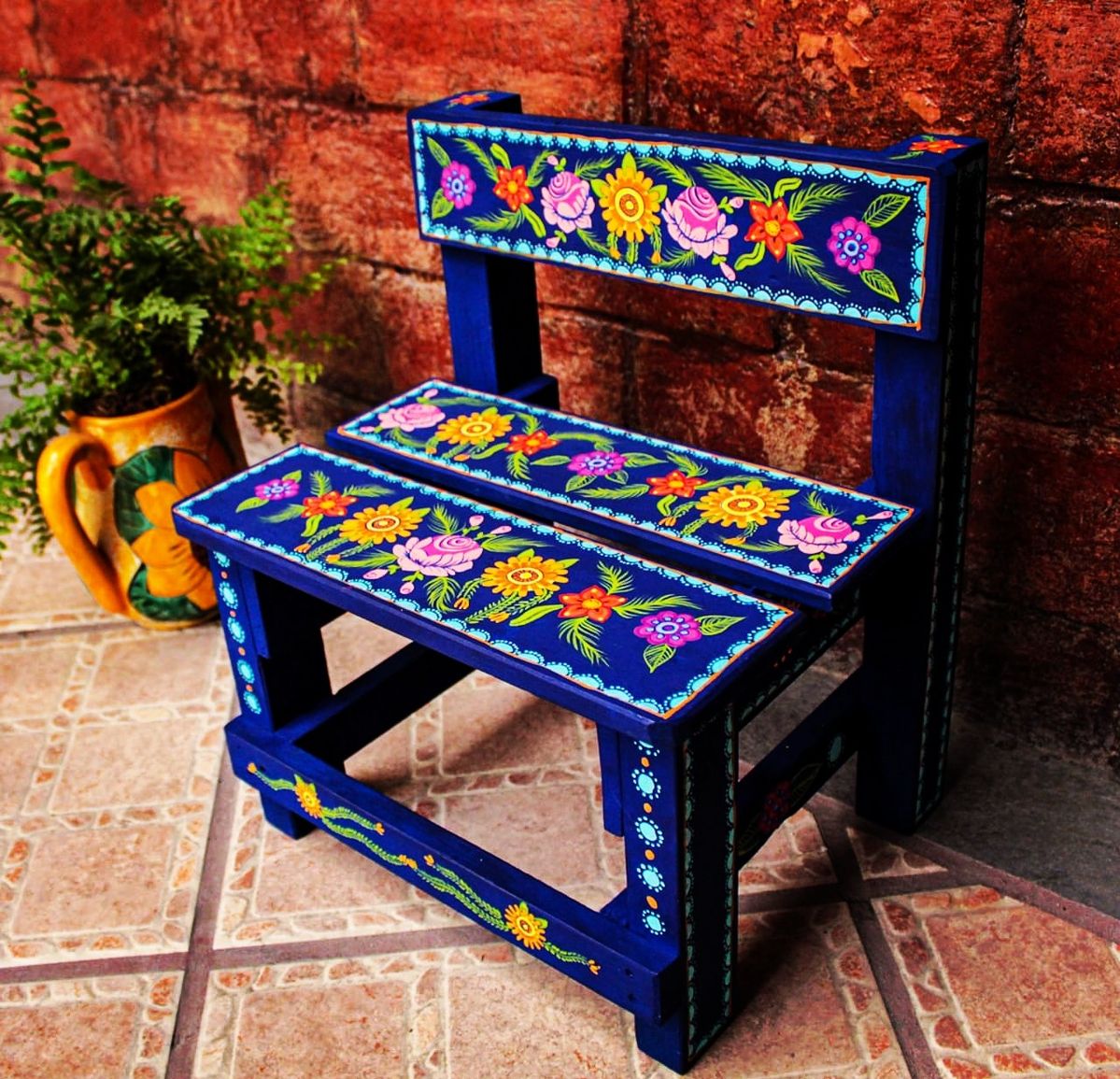Hippie colorful Bohemian style circular garden pattern decorative armchair