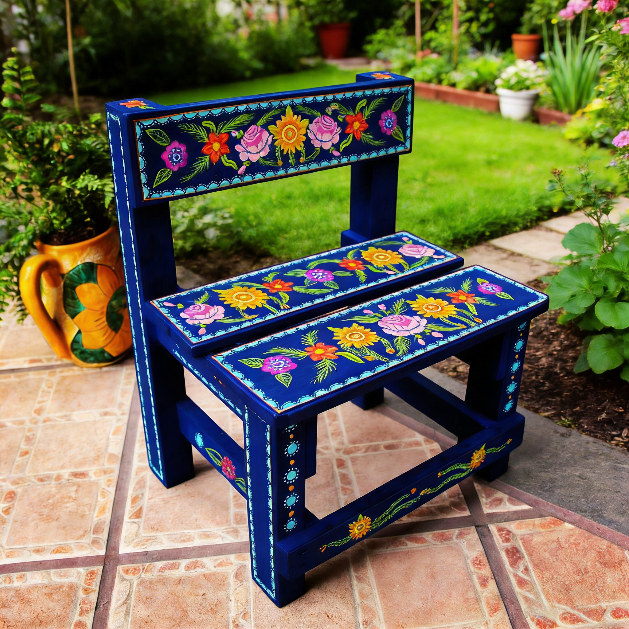 Hippie colorful Bohemian style circular garden pattern decorative armchair