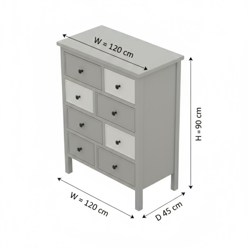 Vintage Carved Wood Eight Drawer Antique Style Embossed Storage Locker