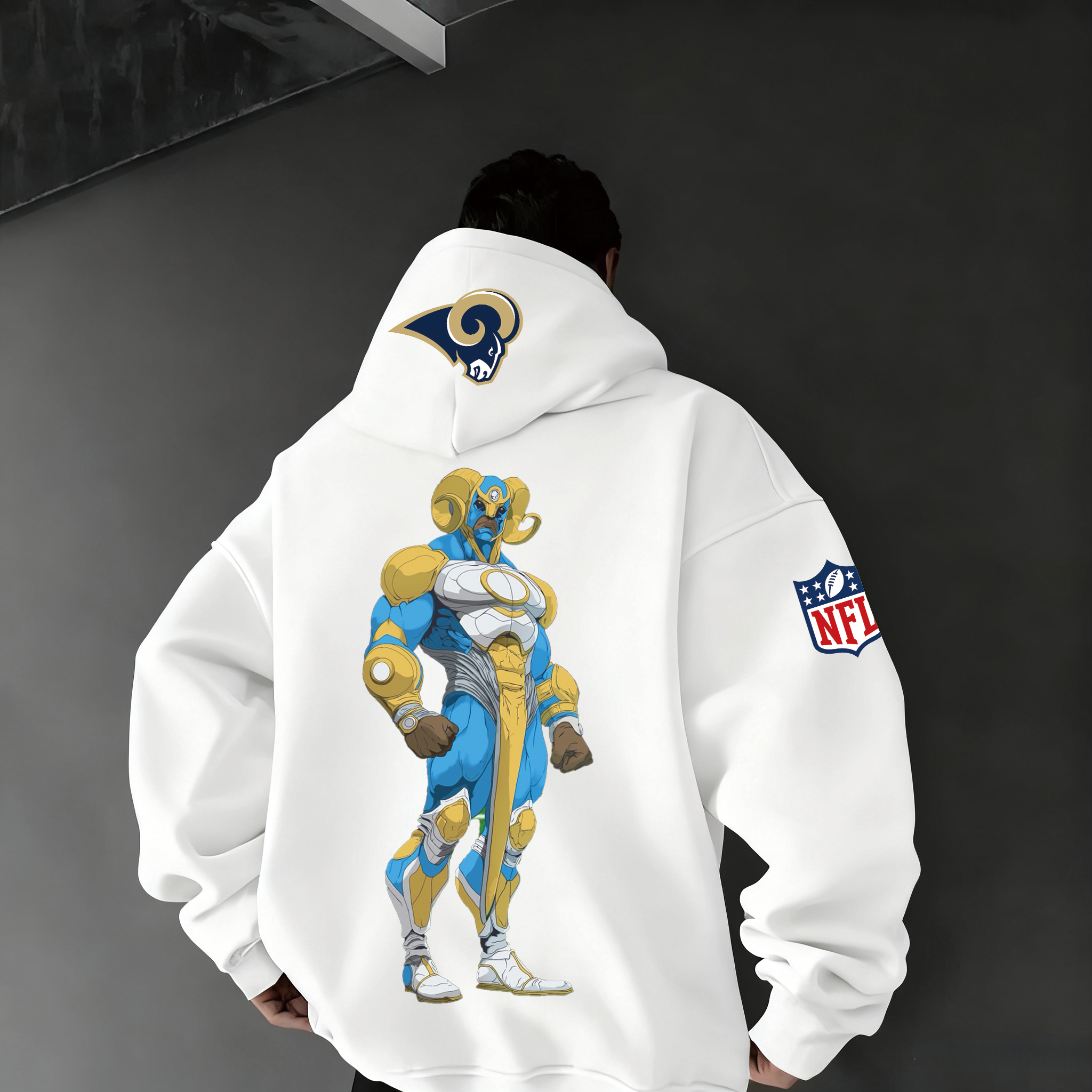 Anime Style Majestic Ram Warrior Graphic Print Hoodie