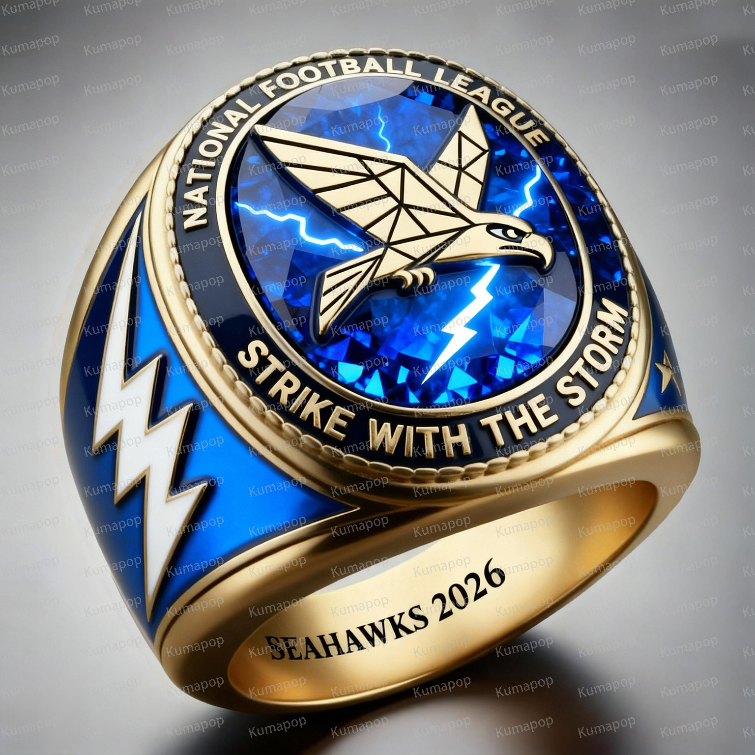 SEA TIDAL-HAWK Seahawks Exclusive Custom Luxury Ring