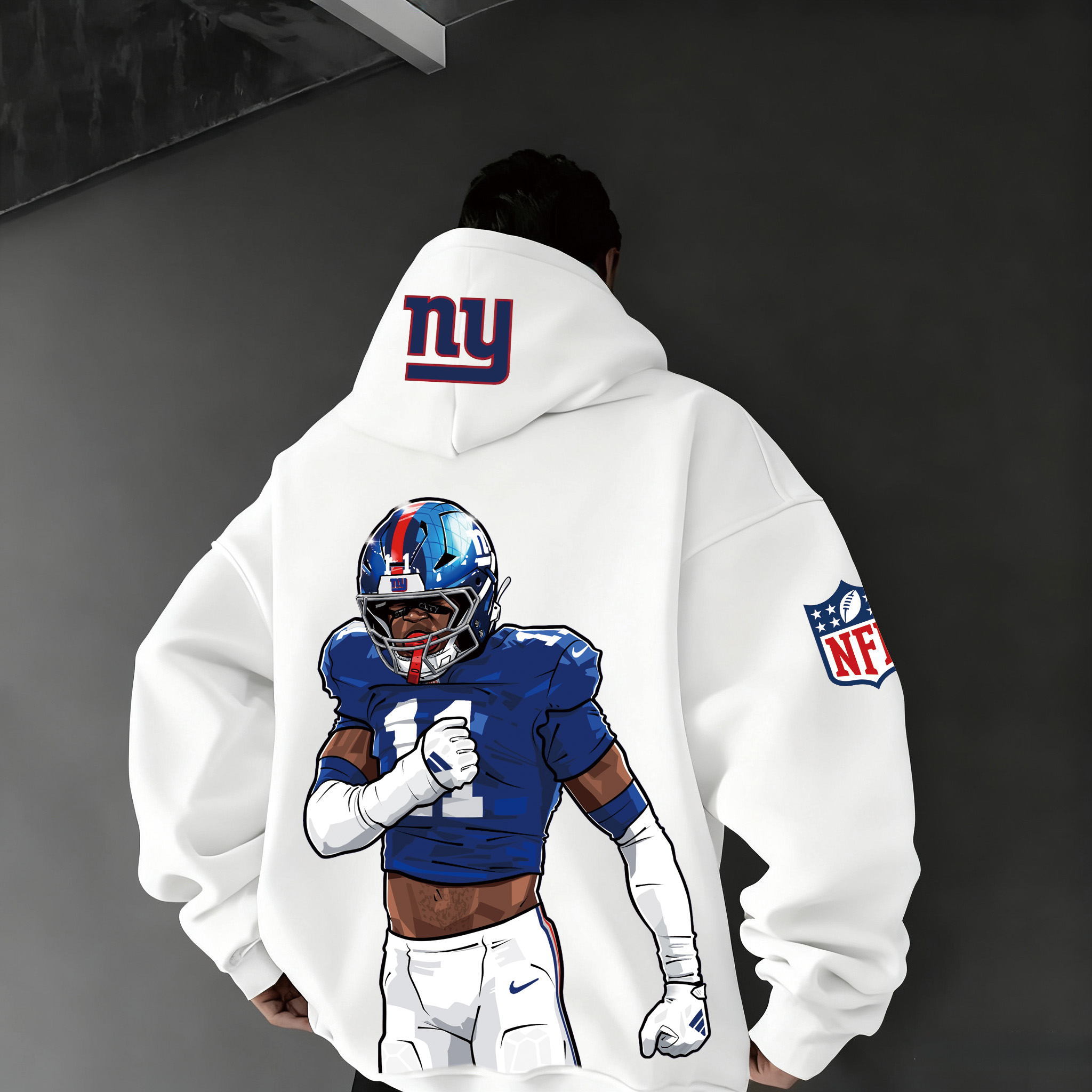 Cartoon Football Star NY Team Design Hoodie