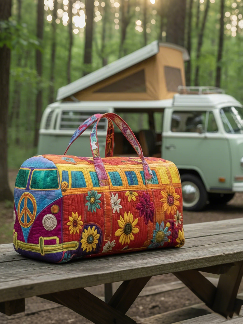 Hippie Van Quilted Duffle Bag