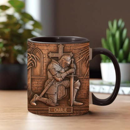 Medieval Retro 3D Knight Embossed Personalized Ceramic Coffee Mug