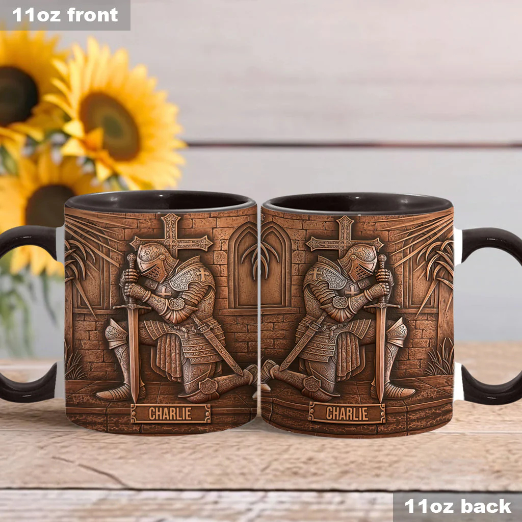 Medieval Retro 3D Knight Embossed Personalized Ceramic Coffee Mug