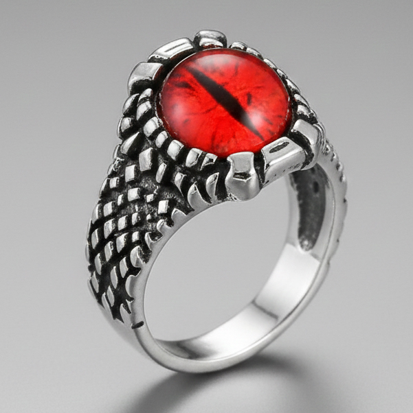 Gothic Dragon Claw Red Eye Stone Inlaid Men's Ring
