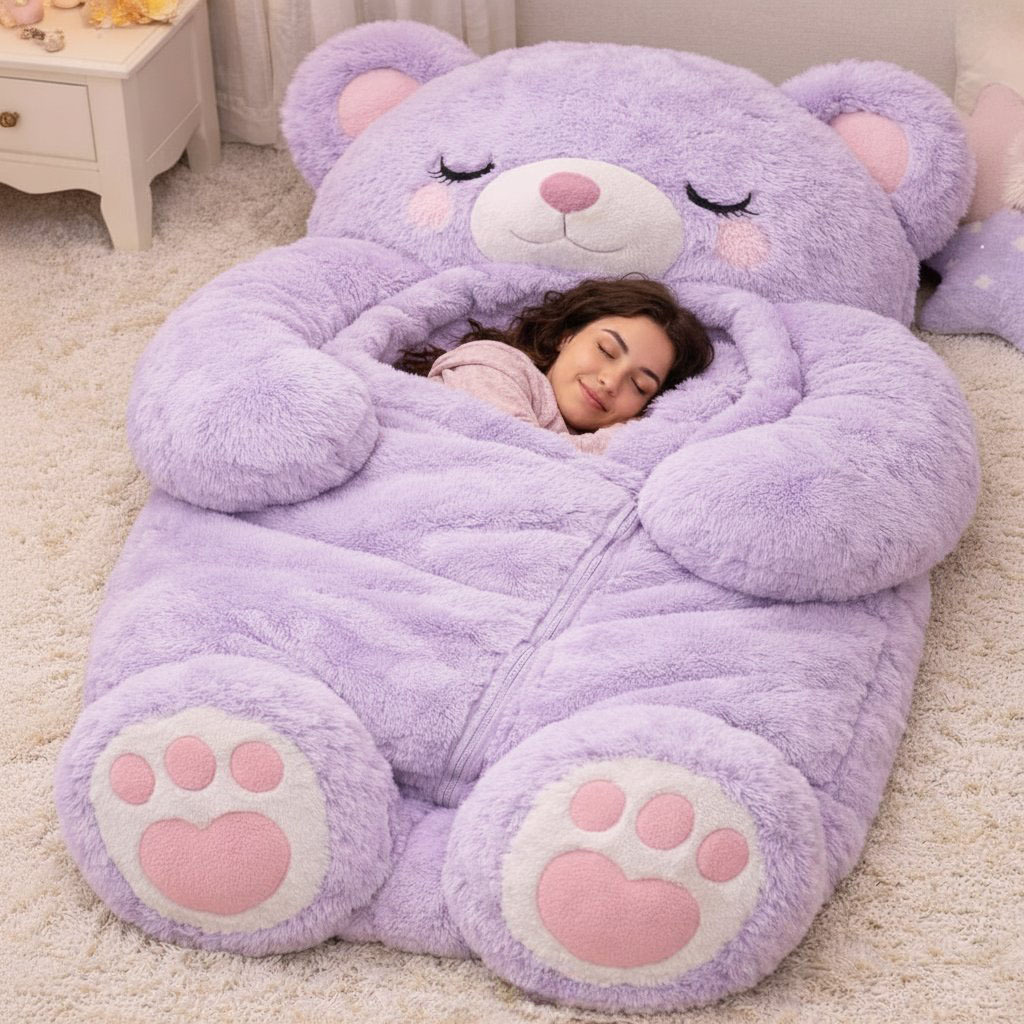 Playful Oversized Land Animal Character Warm Fleece Wearable Sleeping Bag