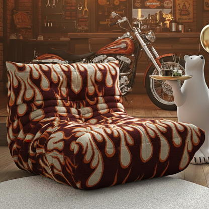 Retro Rocker Flame Pattern Plush Padded Lounge Floor Sofa