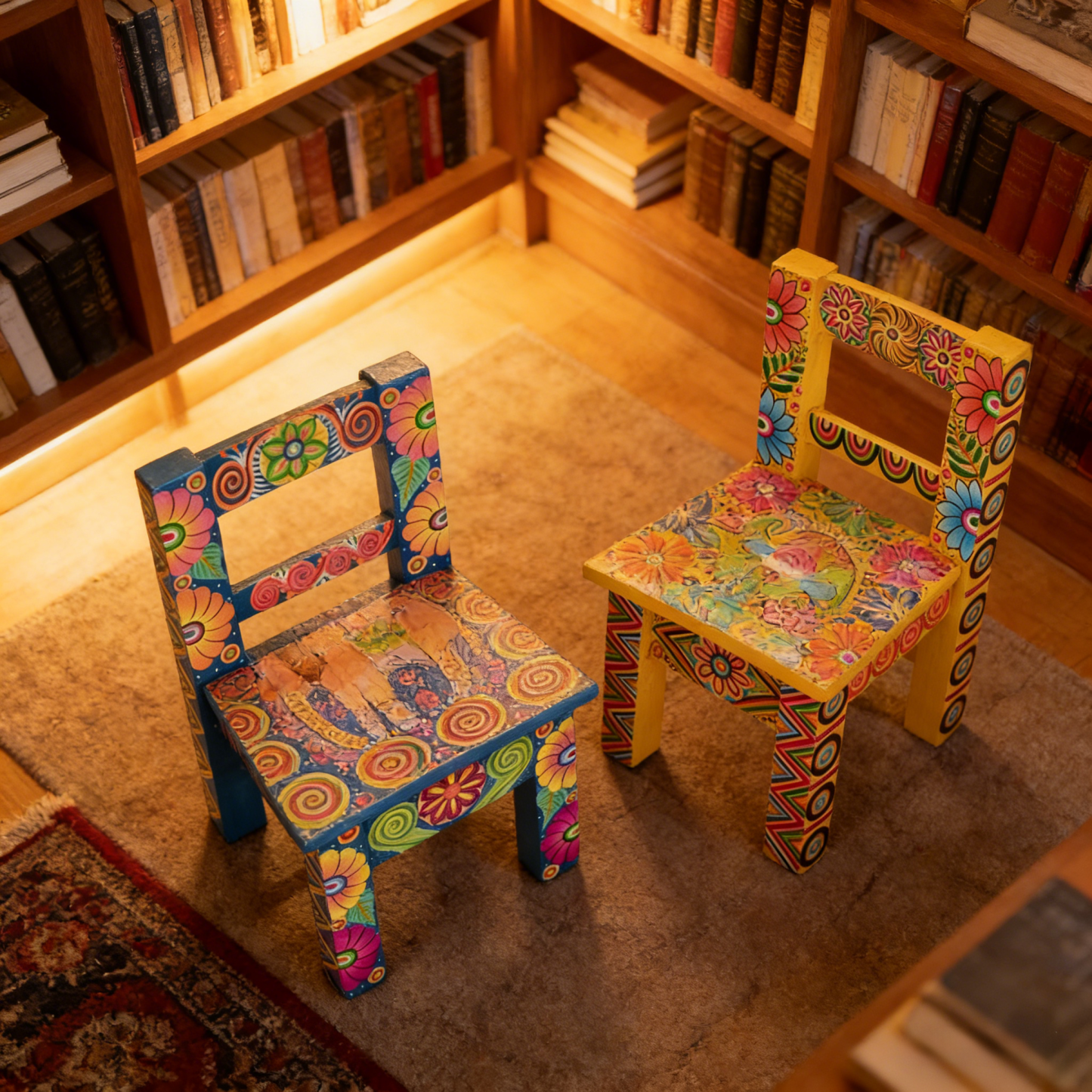 Hippie colorful Bohemian style circular garden pattern decorative armchair