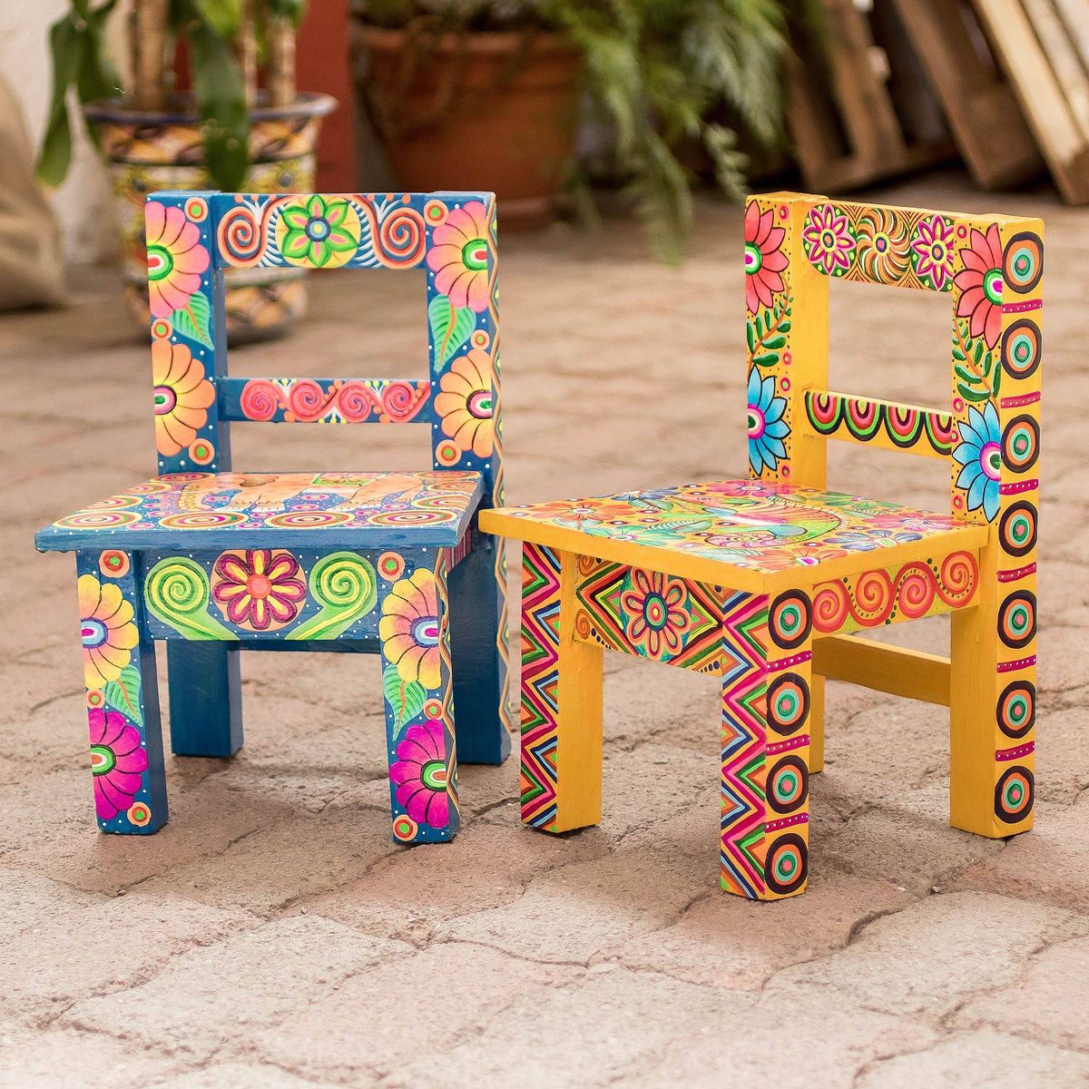 Hippie colorful Bohemian style circular garden pattern decorative armchair
