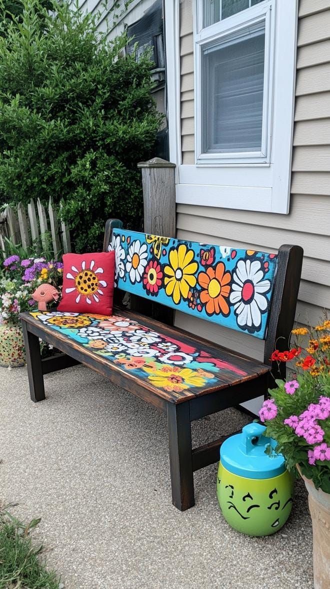 Hippie colorful Bohemian style circular garden pattern decorative armchair