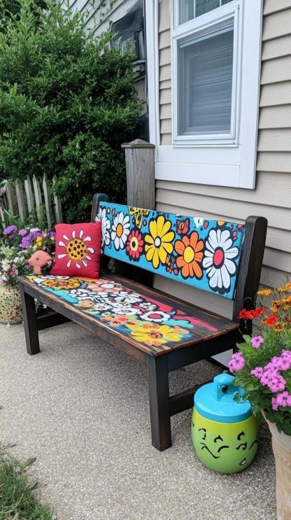 Hippie colorful Bohemian style circular garden pattern decorative armchair