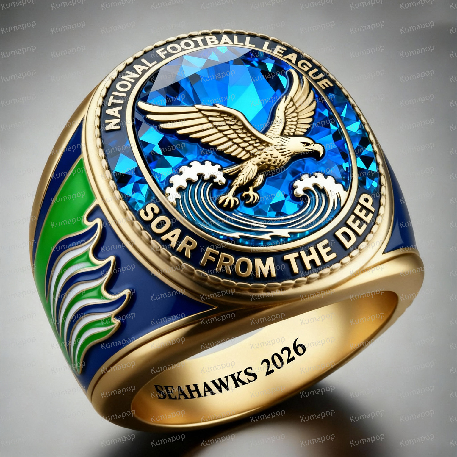 SEA TIDAL-HAWK Seahawks Exclusive Custom Luxury Ring