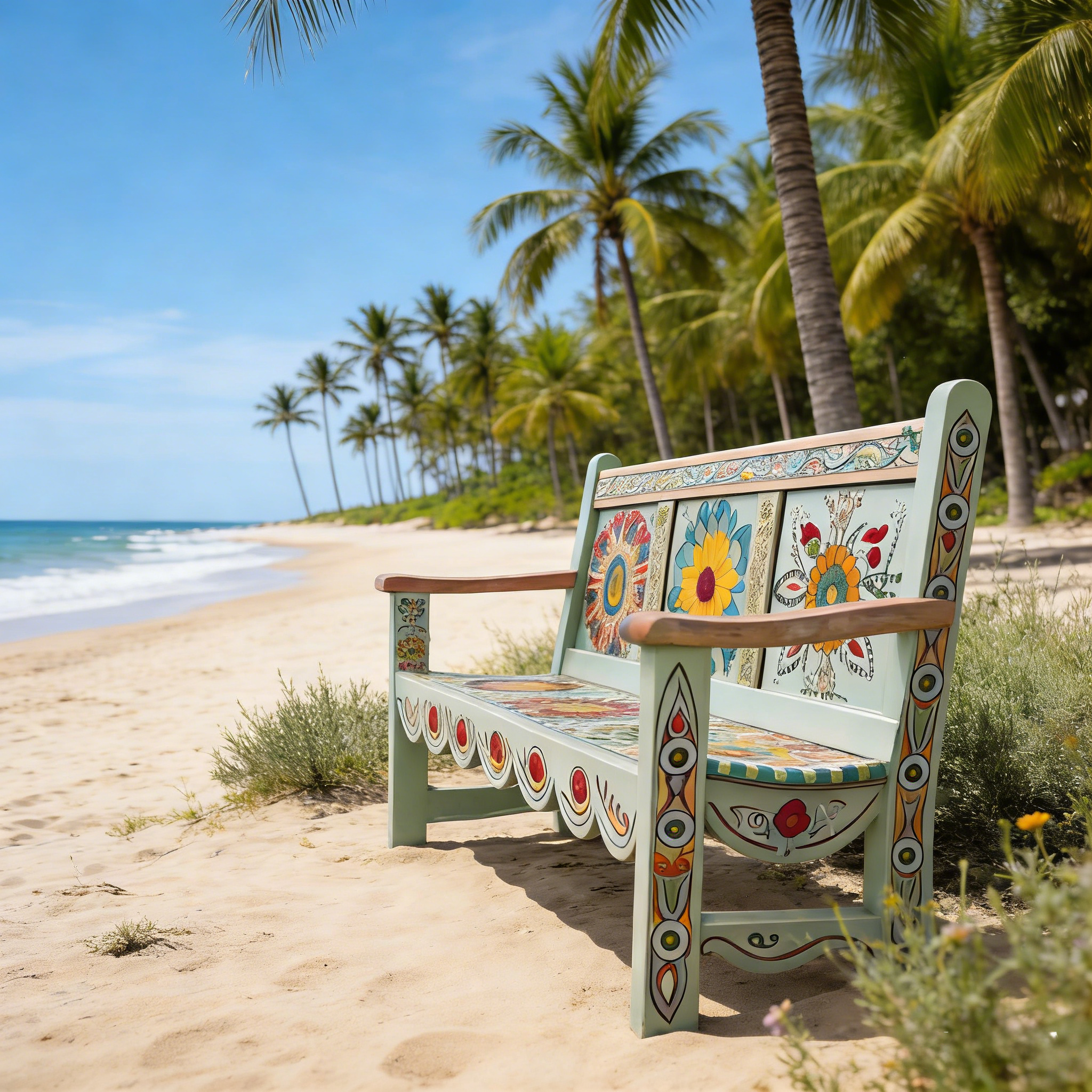 Hippie colorful Bohemian style circular garden pattern decorative armchair