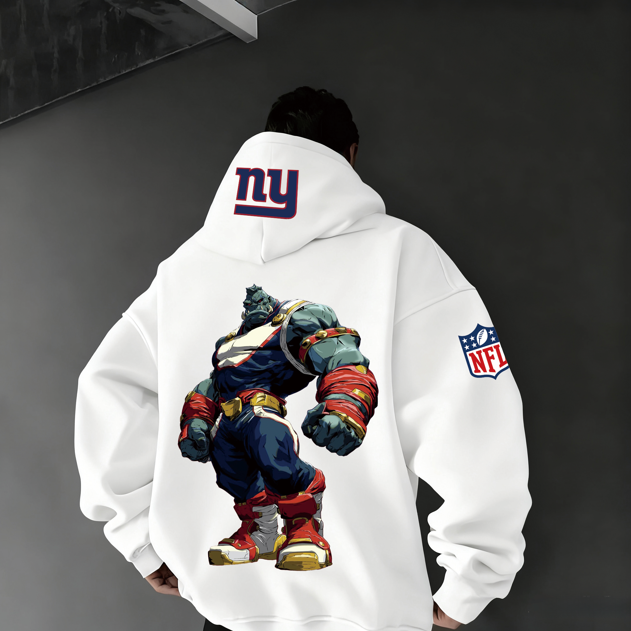 Comic Style Giant Monster Hero Back Print Hoodie