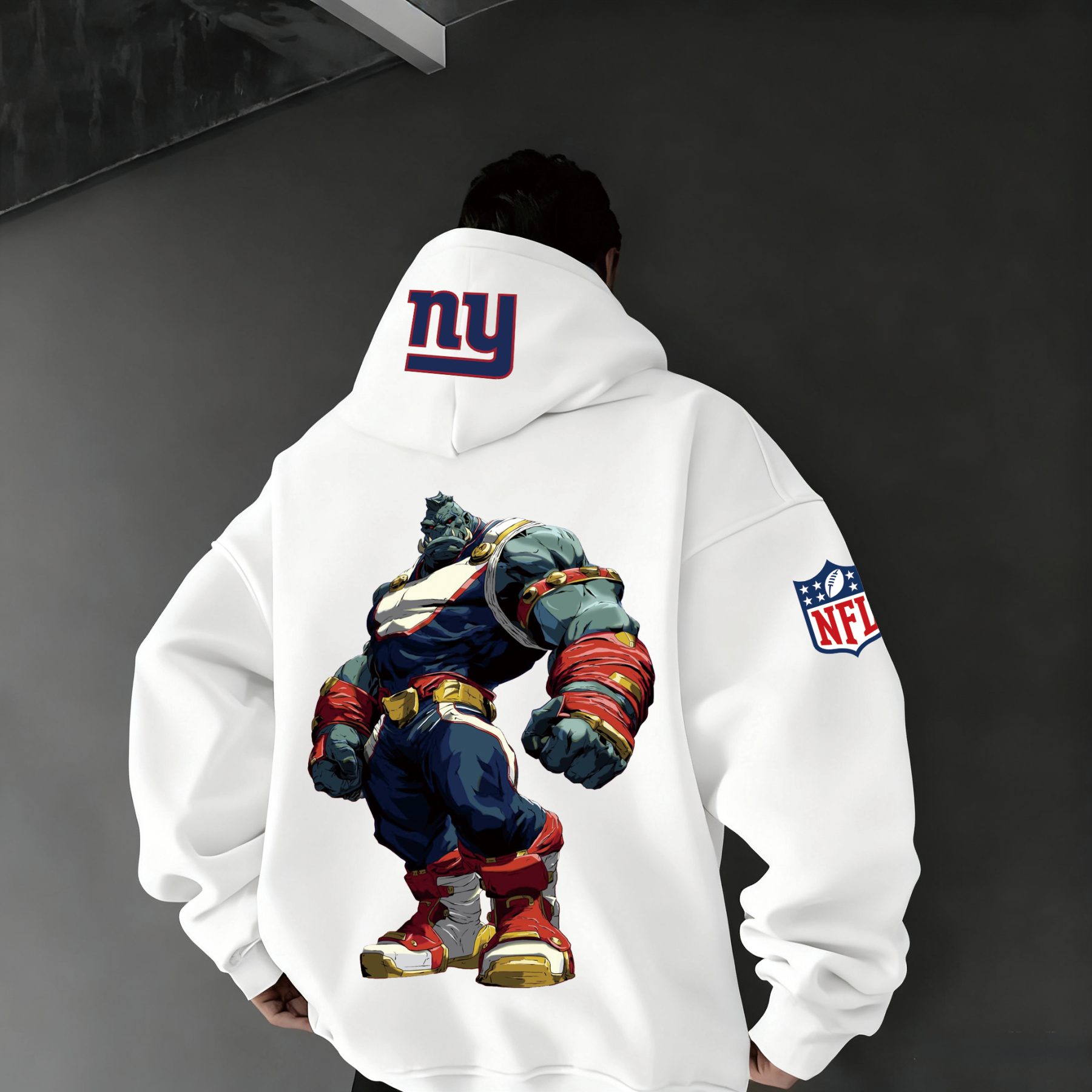 Comic Style Giant Monster Hero Back Print Hoodie