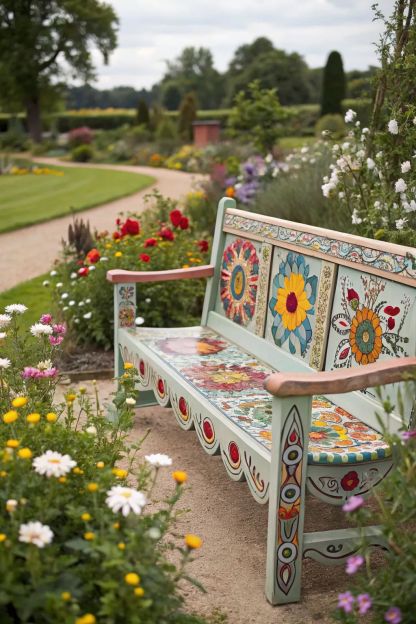 Hippie colorful Bohemian style circular garden pattern decorative armchair