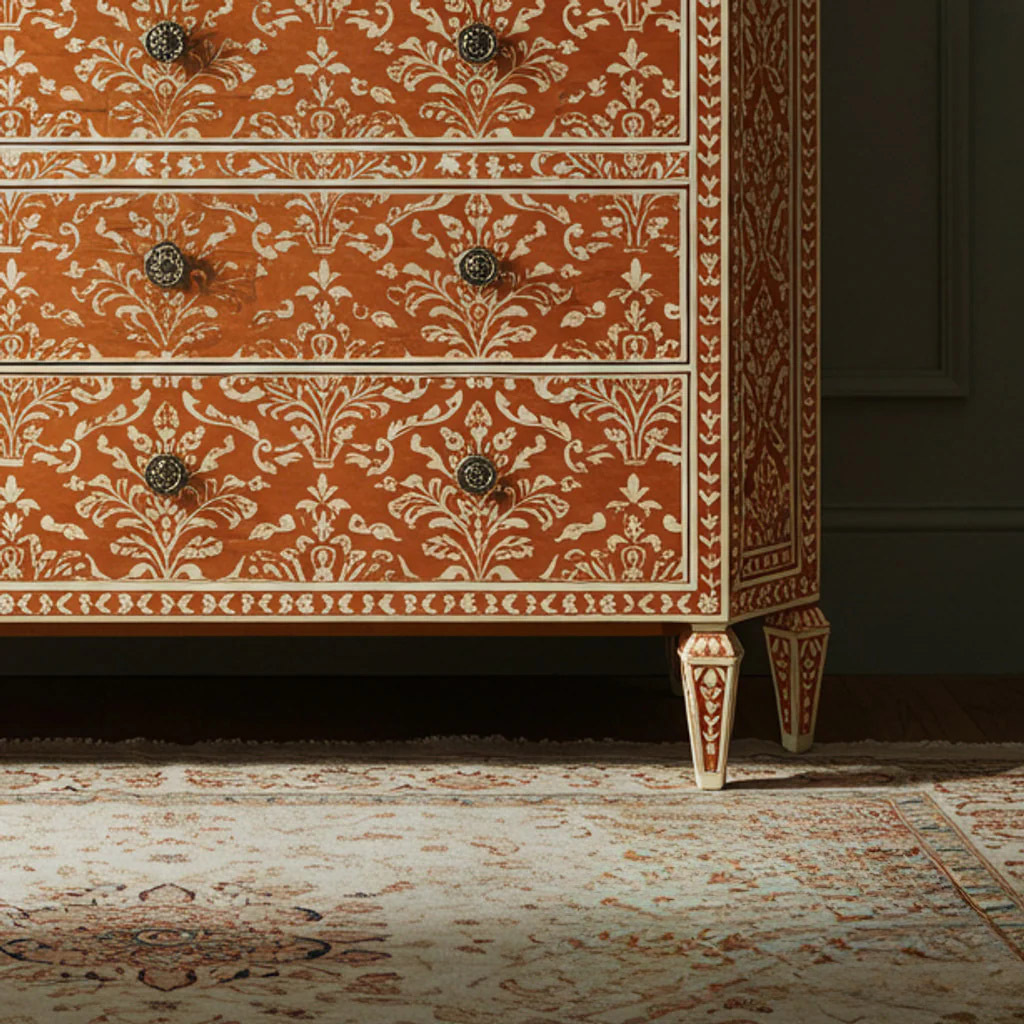 Handcrafted Ornate Wooden Chest of Drawers | Luxury Handmade Dresser