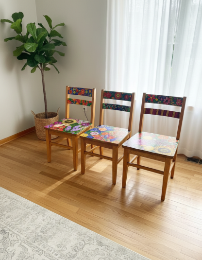 Hippie colorful Bohemian style circular garden pattern decorative armchair