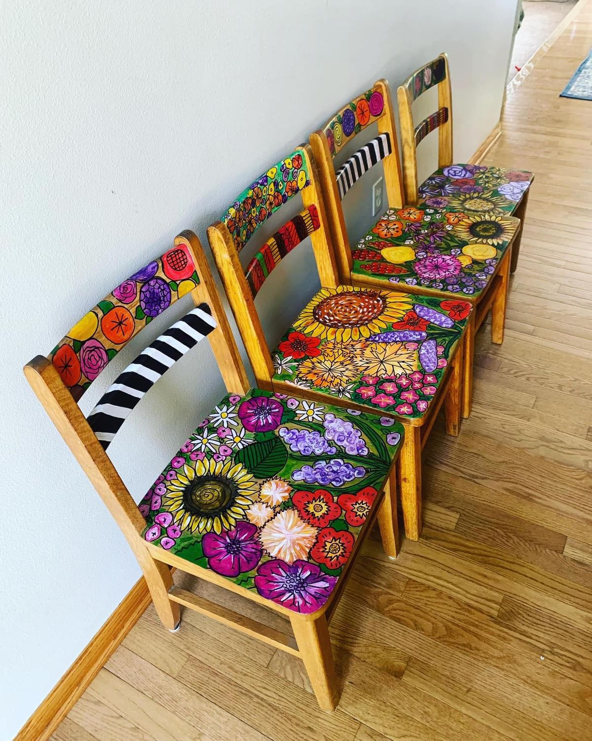 Hippie colorful Bohemian style circular garden pattern decorative armchair