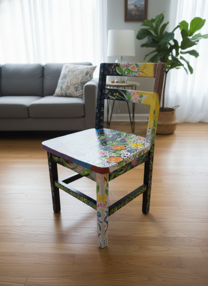 Hippie colorful Bohemian style circular garden pattern decorative armchair