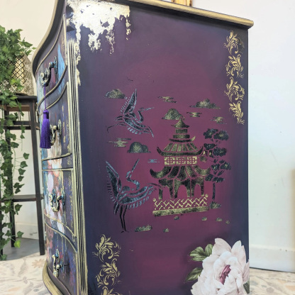 Maximalist Bohemian Peacock Floral Art Hand Painted Storage Locker