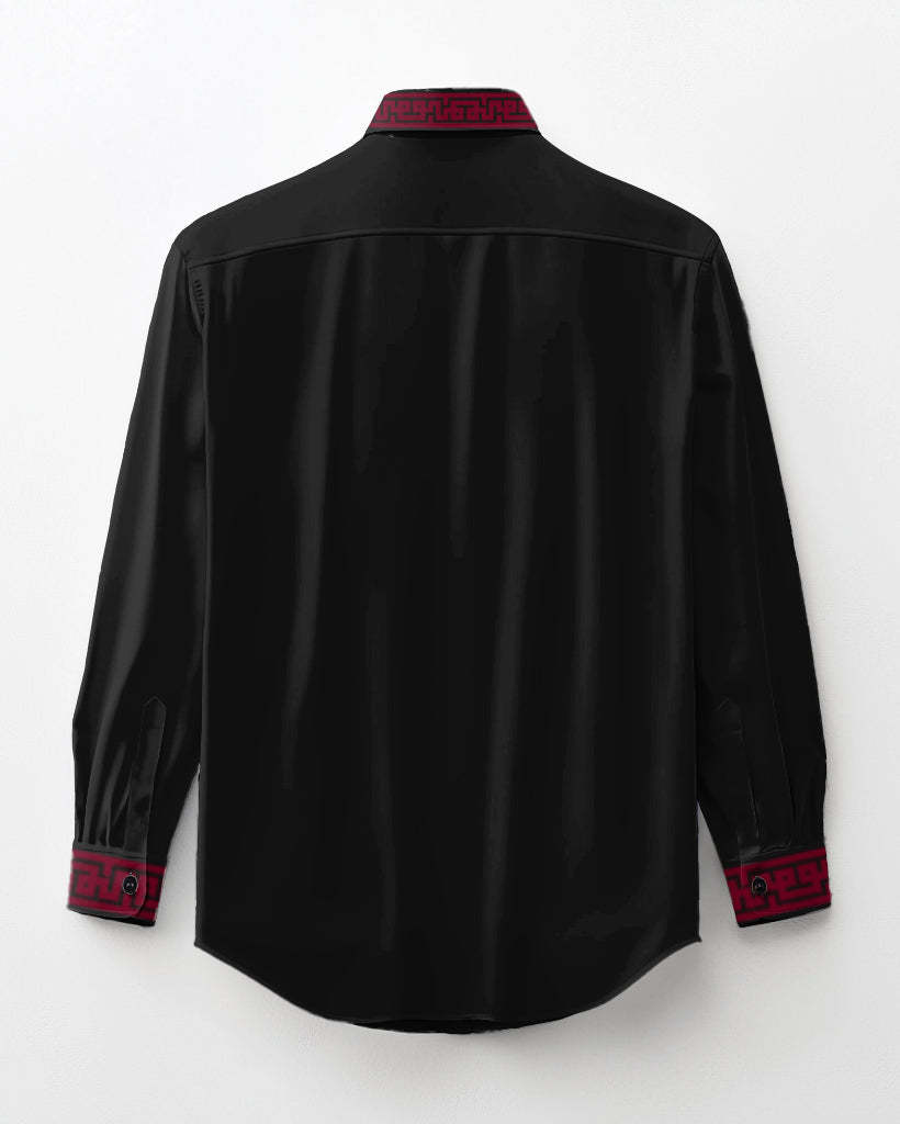 Men's Plus Size Simple Contrast Long Sleeve Lapel Shirt 2-Piece Set