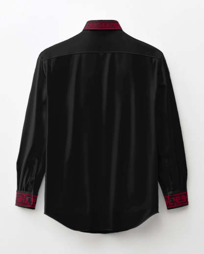 Men's Plus Size Simple Contrast Long Sleeve Lapel Shirt 2-Piece Set