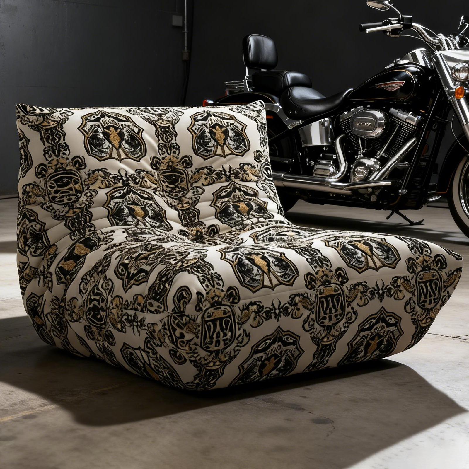 Baroque Gothic Pattern Ergonomic Padded Single Seater Floor Lounge Chair