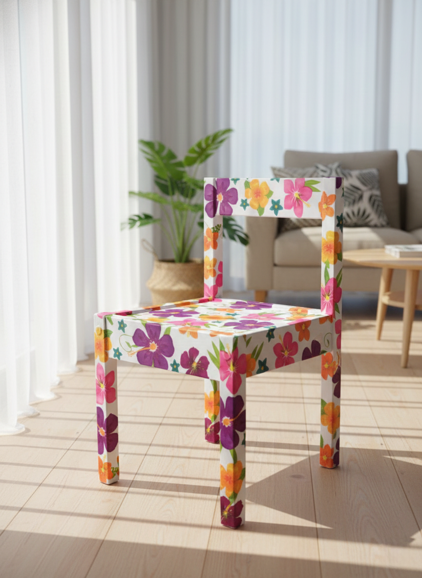 Bohemian style round flower-patterned decorative armchair