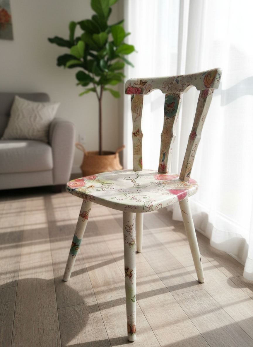 Bohemian style round flower-patterned decorative armchair