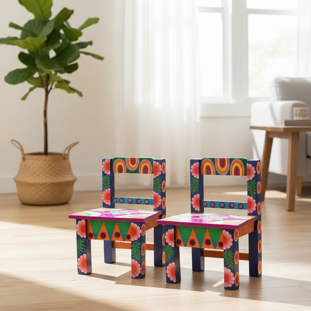 Hippie colorful Bohemian style circular garden pattern decorative armchair