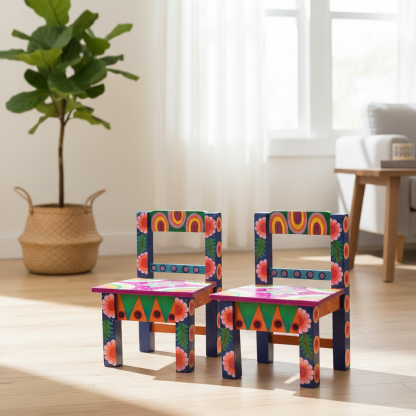 Hippie colorful Bohemian style circular garden pattern decorative armchair