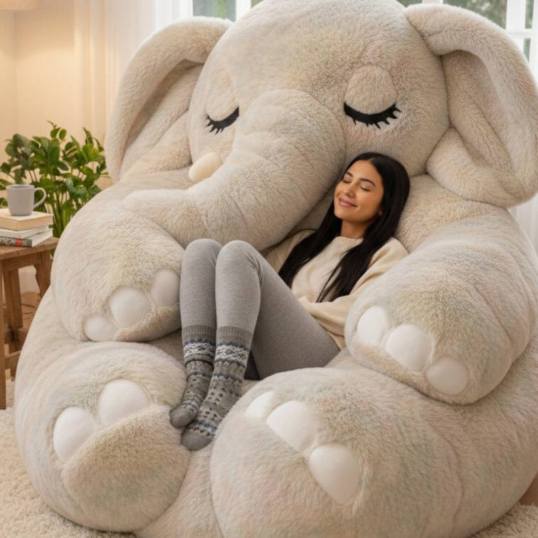 Giant Fluffy Elephant Plush Bean Bag Chair