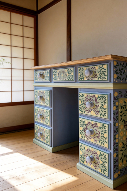 Wildflower Meadow: Artisan-Inspired 7-Drawer Boho Vanity