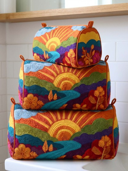Hippie Sunshine Cotton Quilted Cosmetic Bag