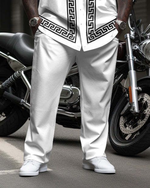 Men's Plus Size Simple Geometric Stripes Long Sleeve Shirt Trousers Suit