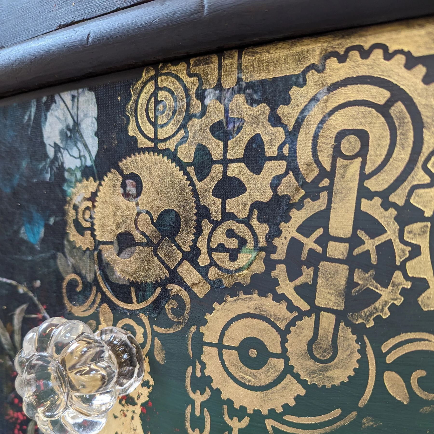 Victorian Gothic Botanical Mixed Media Artistic Dark Wood Locker